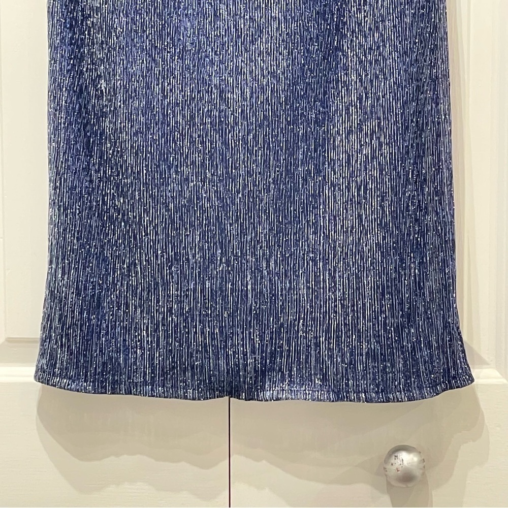 R & M Richards Blue Shimmering Metallic Sleeveless Dress Women's Size 8 NEW - Picture 6 of 11